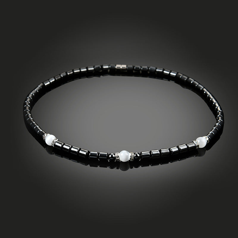 Stylish Hematite Necklace, Rhinestone & Crystal Necklace