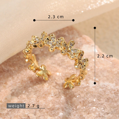 Copper-plated Leaf Open Ring