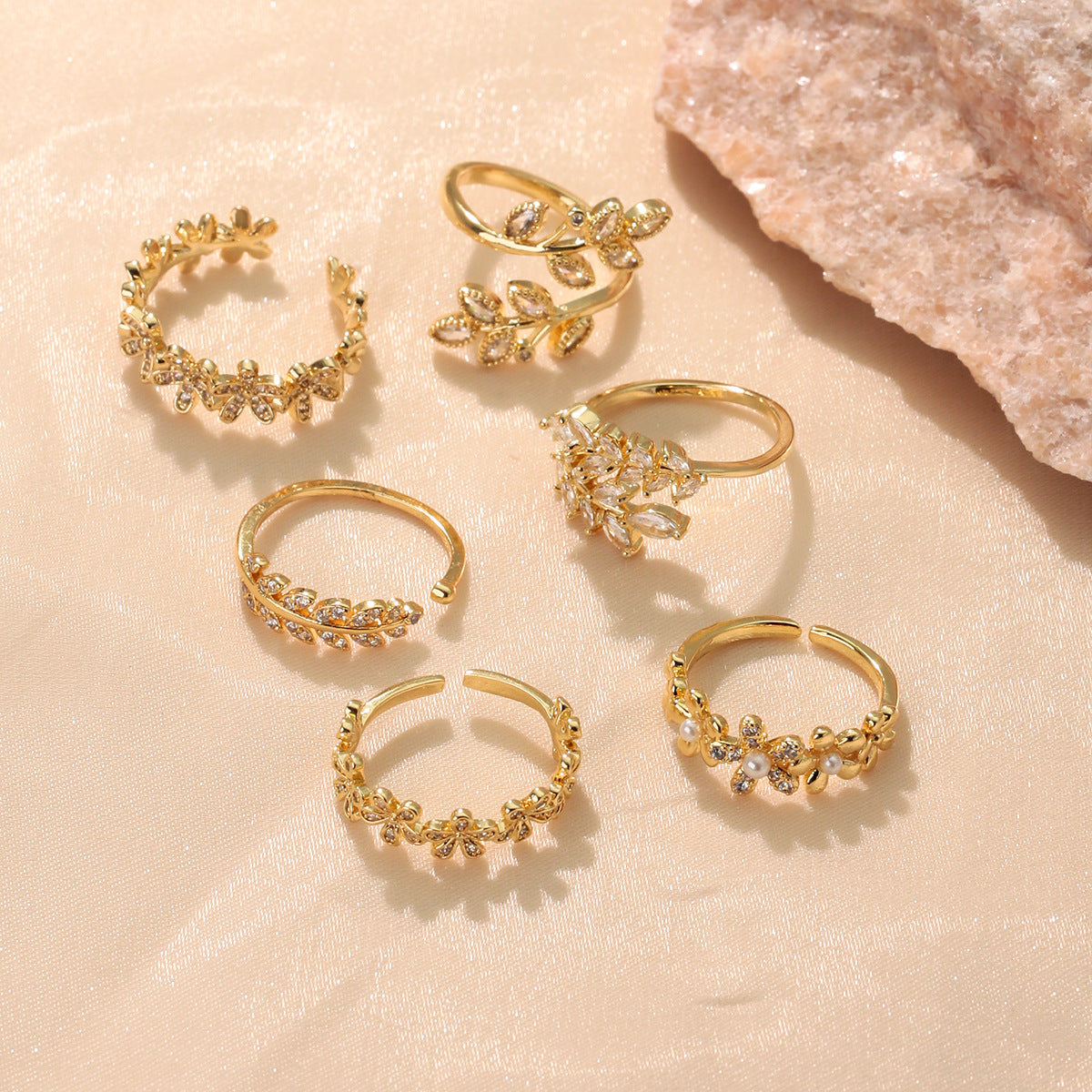 Copper-plated Leaf Open Ring
