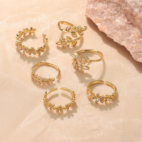 Copper-plated Leaf Open Ring