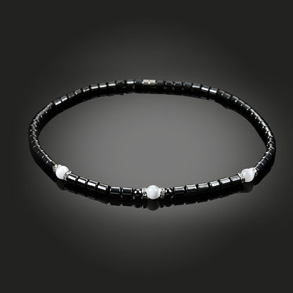 Stylish Hematite Necklace, Rhinestone & Crystal Necklace