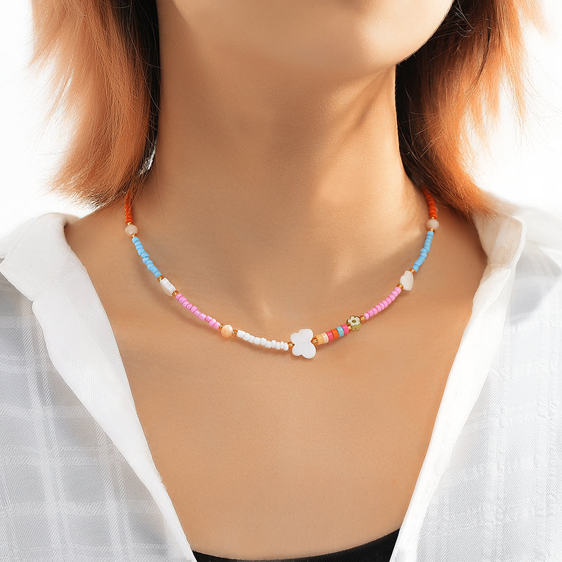 Love Butterfly Colorful Rice Bead Necklace