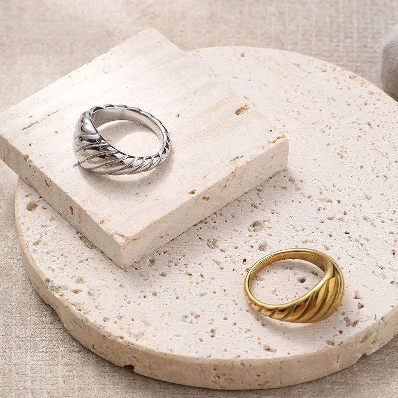 Unisex Geometric Asymmetrical Ring In 316 Stainless Steel