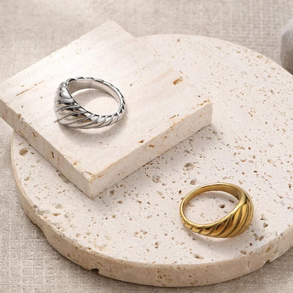 Unisex Geometric Asymmetrical Ring In 316 Stainless Steel