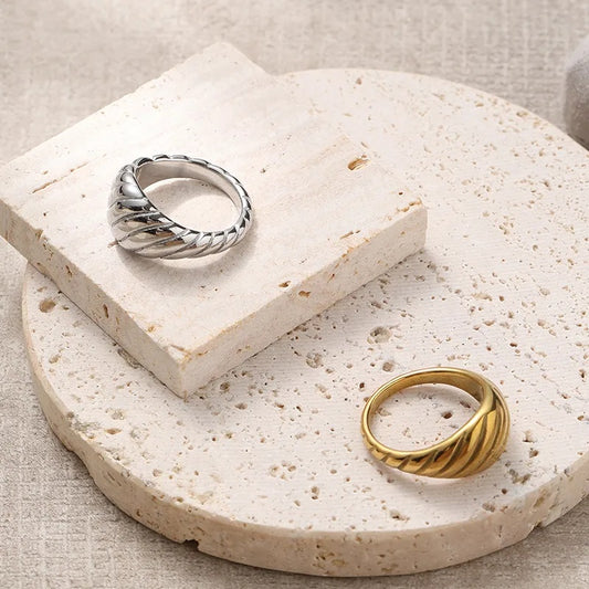 Unisex Geometric Asymmetrical Ring In 316 Stainless Steel