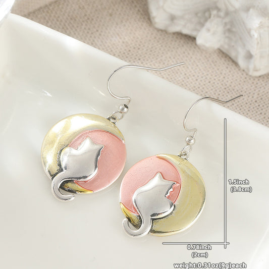 Cute Cat Moon Drop Earrings