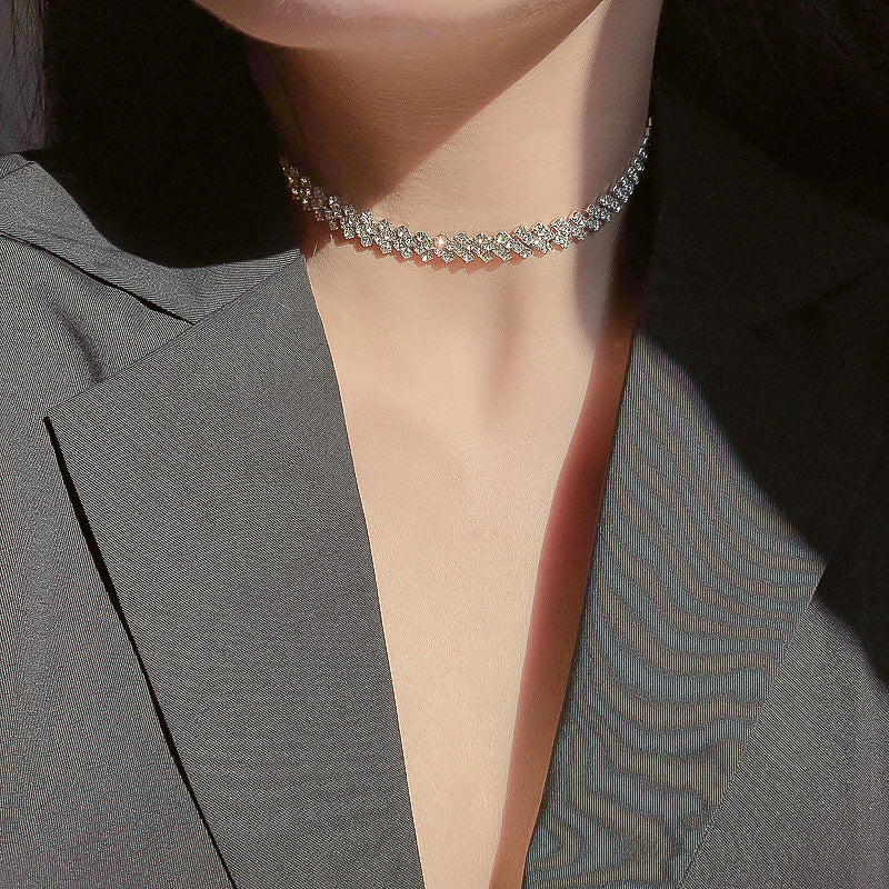 Full Diamond Clavicle Necklace