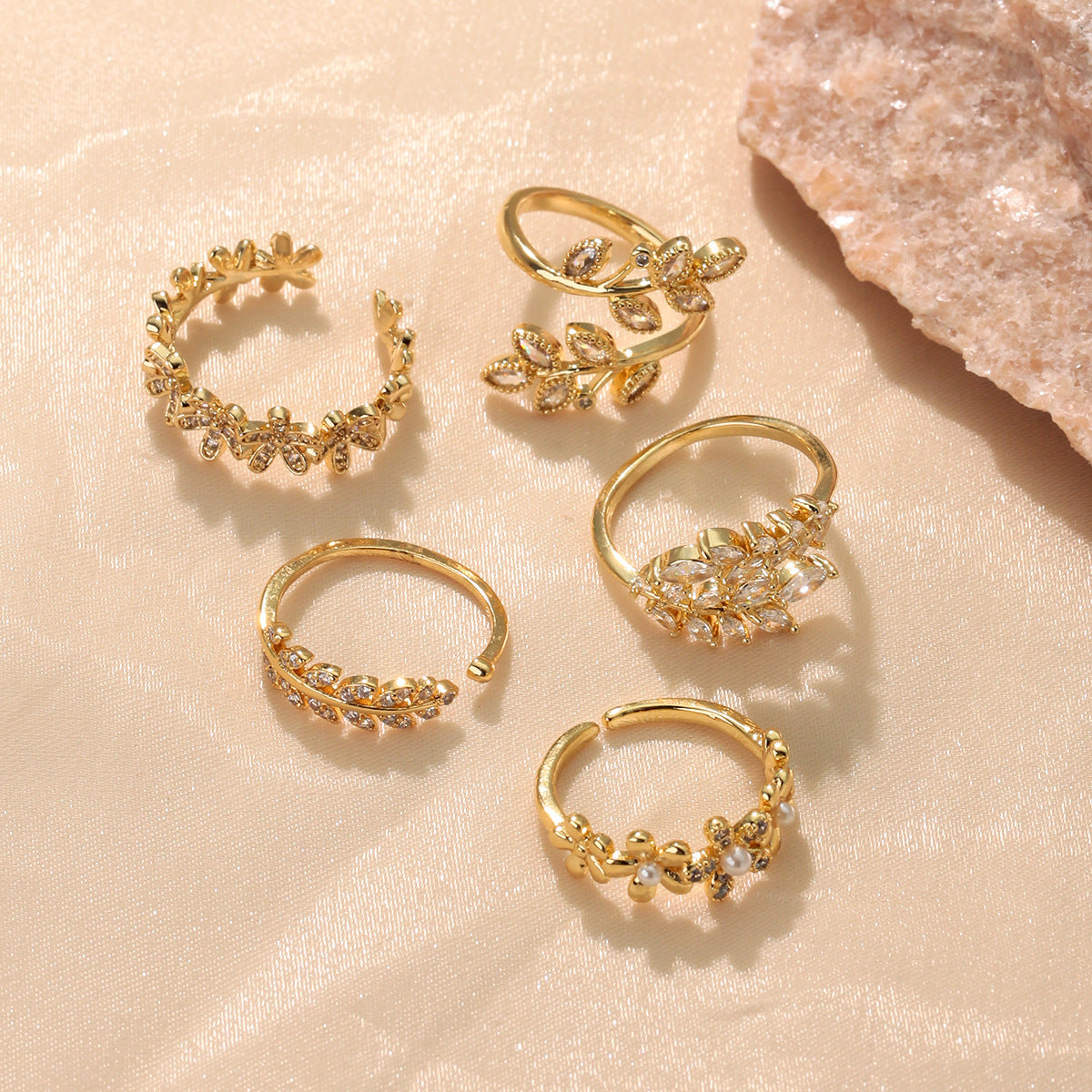 Copper-plated Leaf Open Ring