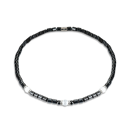 Stylish Hematite Necklace, Rhinestone & Crystal Necklace