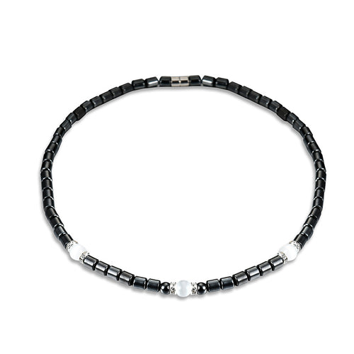 Stylish Hematite Necklace, Rhinestone & Crystal Necklace