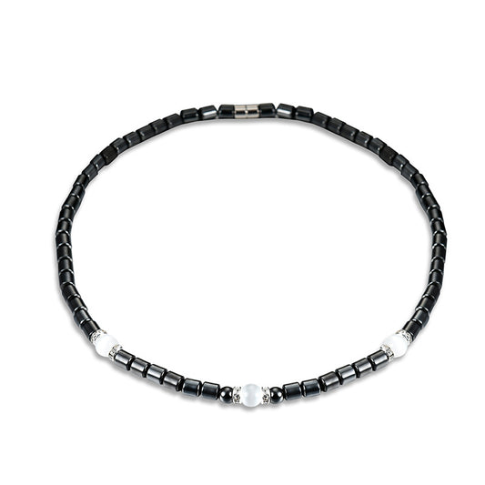 Stylish Hematite Necklace, Rhinestone & Crystal Necklace
