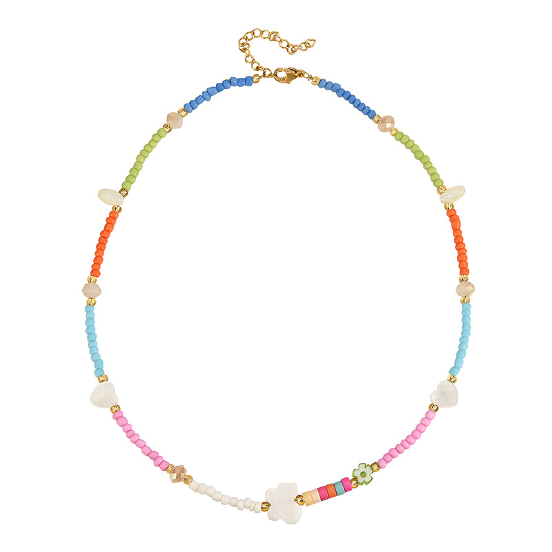 Love Butterfly Colorful Rice Bead Necklace