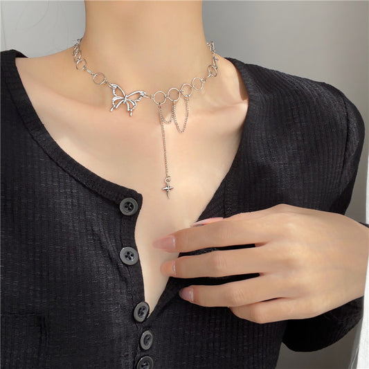 Butterfly Pendant Choker Necklace