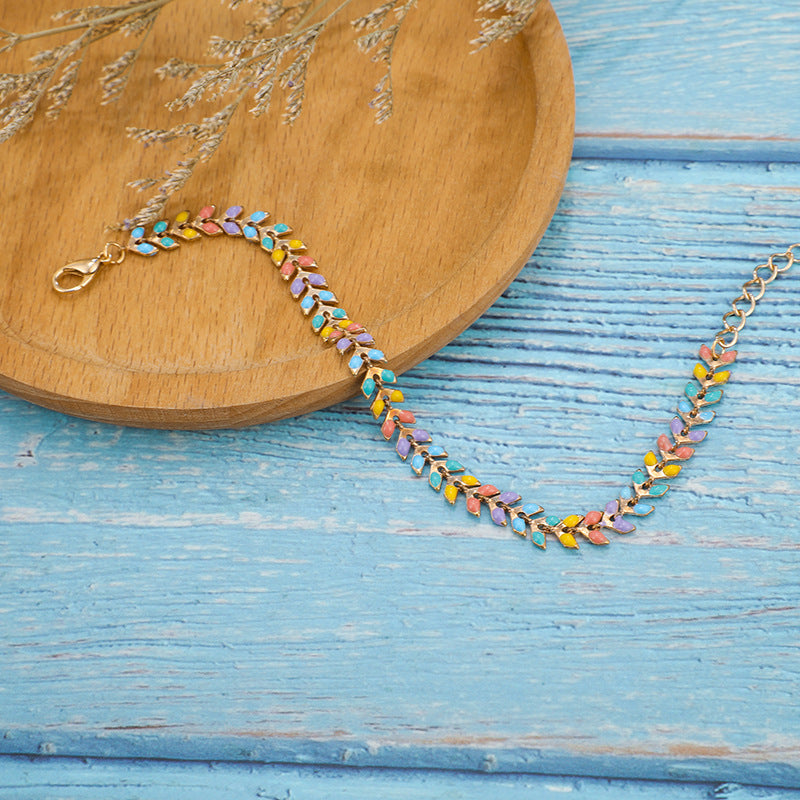 Colorful leaf women's bracelet