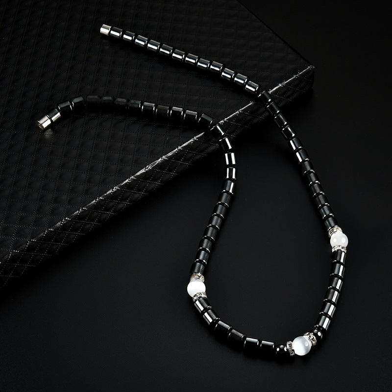 Stylish Hematite Necklace, Rhinestone & Crystal Necklace