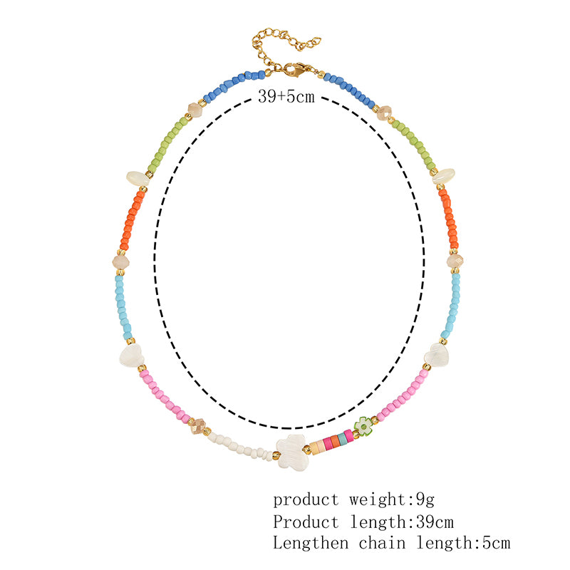 Love Butterfly Colorful Rice Bead Necklace
