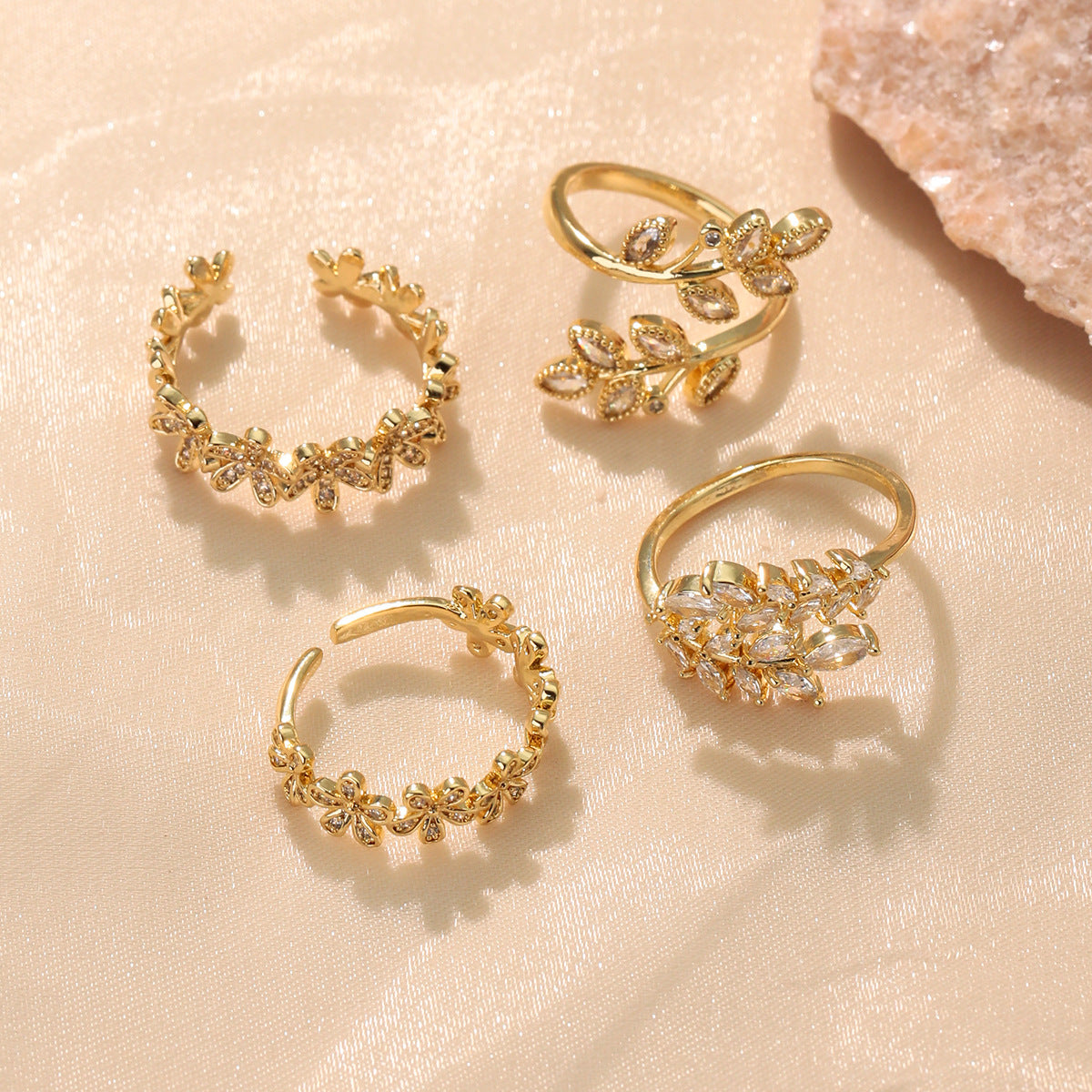 Copper-plated Leaf Open Ring