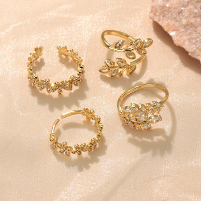 Copper-plated Leaf Open Ring