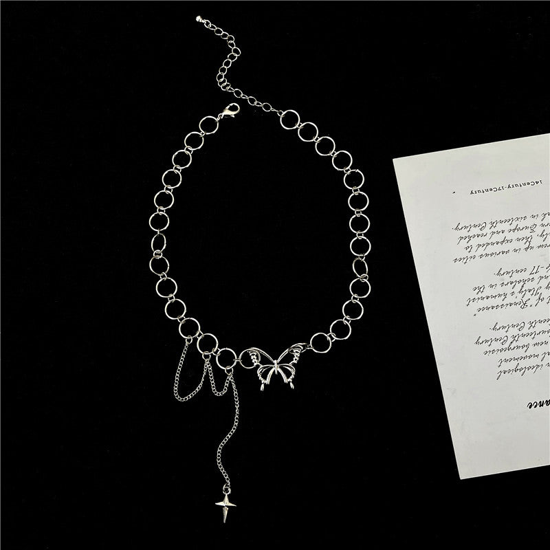 Butterfly Pendant Choker Necklace