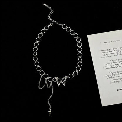 Butterfly Pendant Choker Necklace