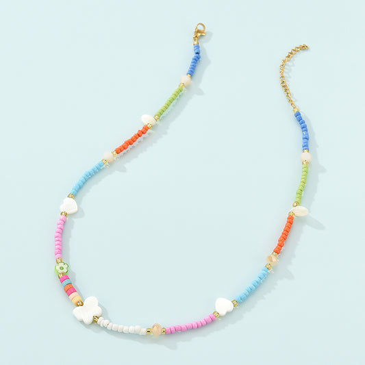 Love Butterfly Colorful Rice Bead Necklace