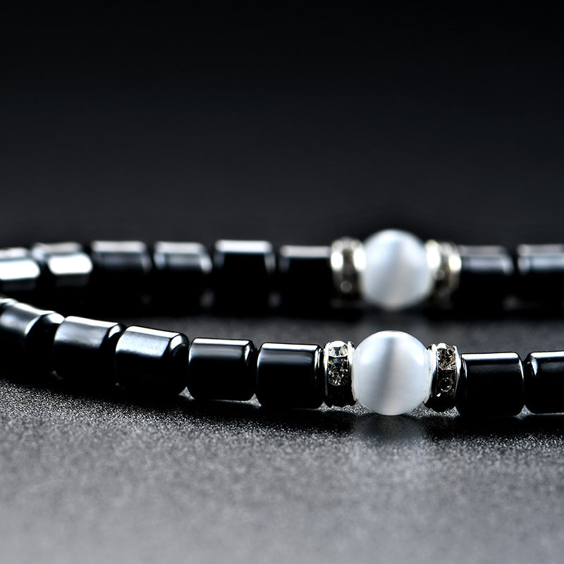Stylish Hematite Necklace, Rhinestone & Crystal Necklace