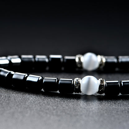 Stylish Hematite Necklace, Rhinestone & Crystal Necklace