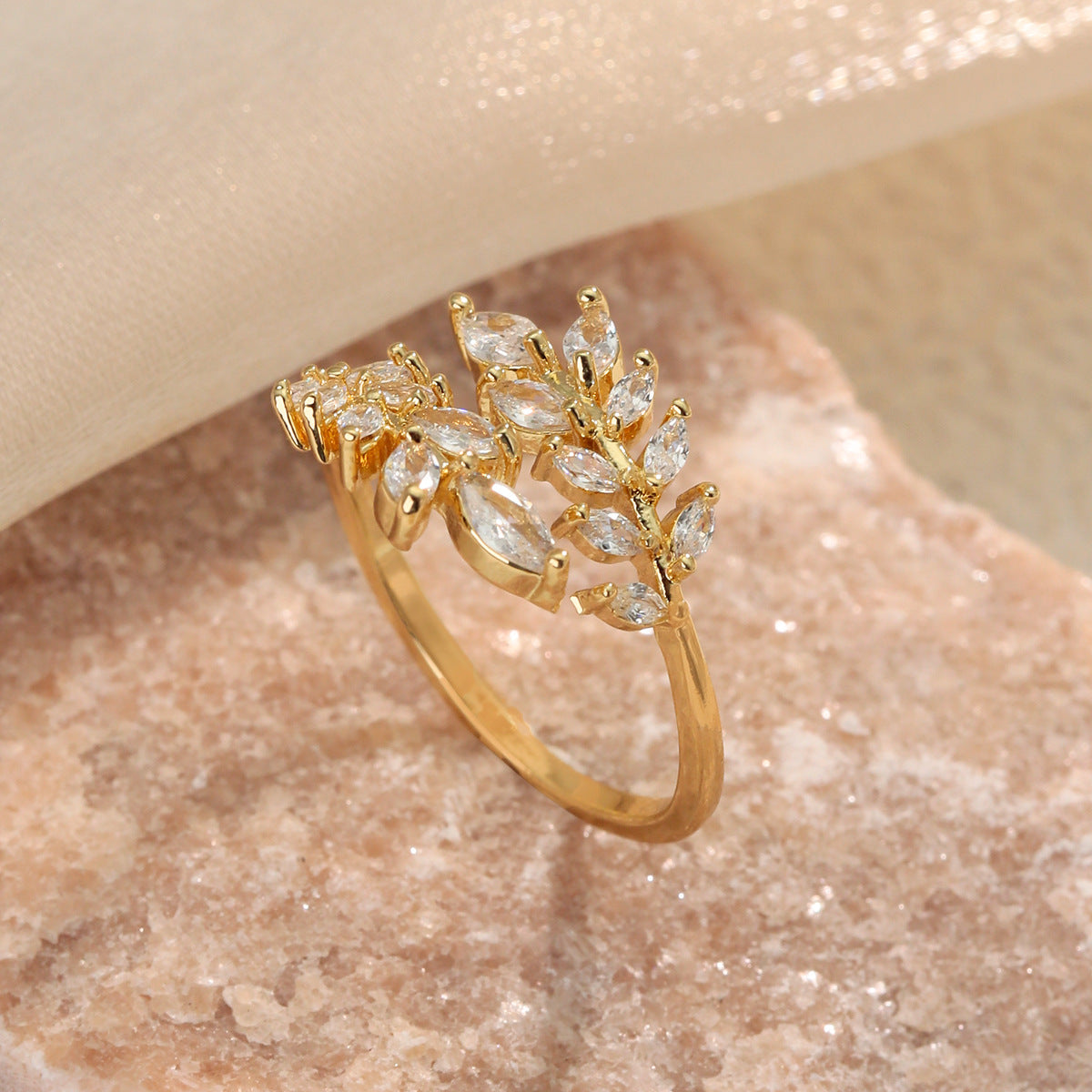 Copper-plated Leaf Open Ring