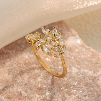 Copper-plated Leaf Open Ring