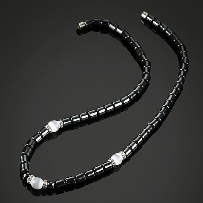 Stylish Hematite Necklace, Rhinestone & Crystal Necklace