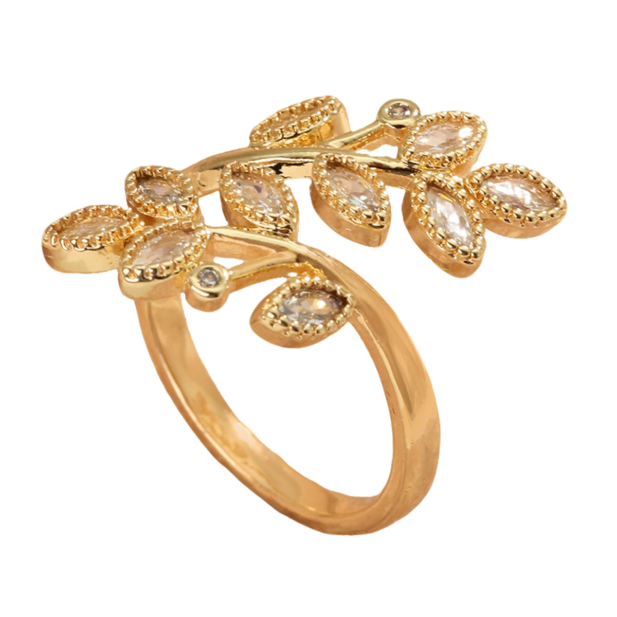 Copper-plated Leaf Open Ring