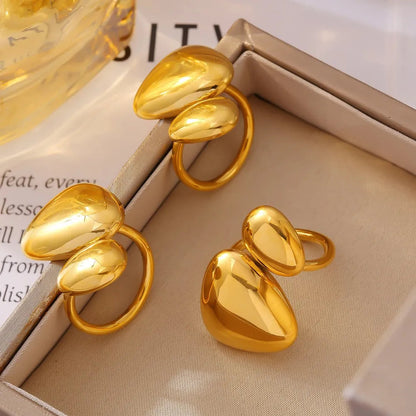 Geometric Irregular Smooth Open Ring Stainless Steel Plated Ring