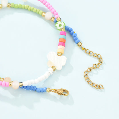 Love Butterfly Colorful Rice Bead Necklace