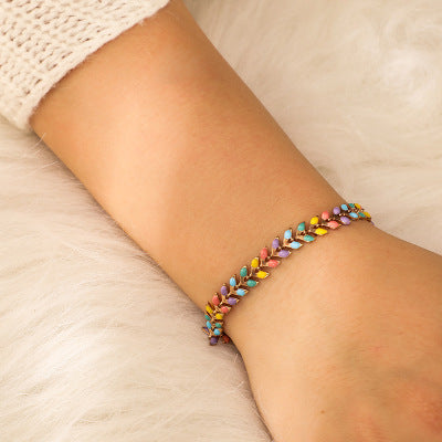 Colorful leaf women's bracelet