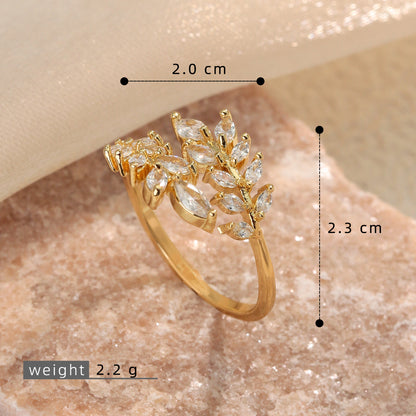 Copper-plated Leaf Open Ring