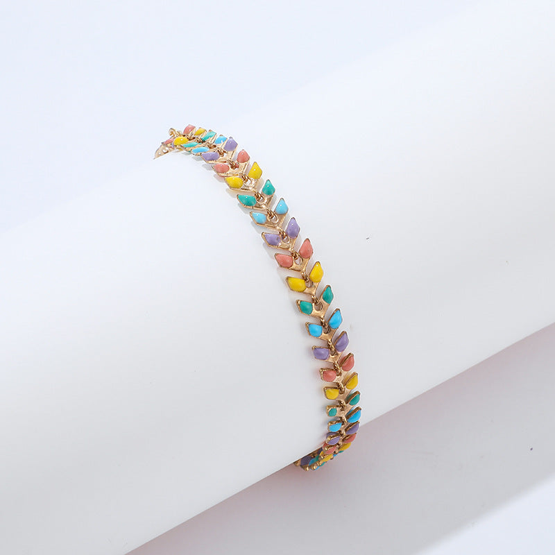 Colorful leaf women's bracelet