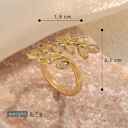 Copper-plated Leaf Open Ring