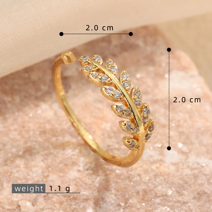 Copper-plated Leaf Open Ring