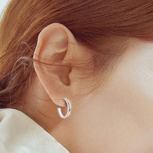 Inlaid Moissanite C-Hoop Earrings