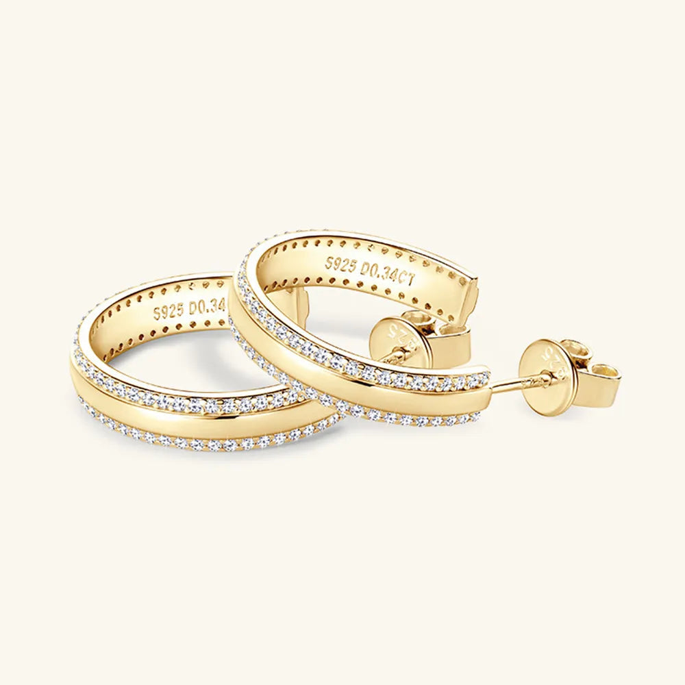 Inlaid Moissanite C-Hoop Earrings